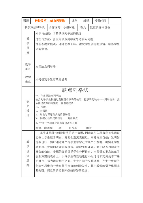 科技发明技法之缺点列举法