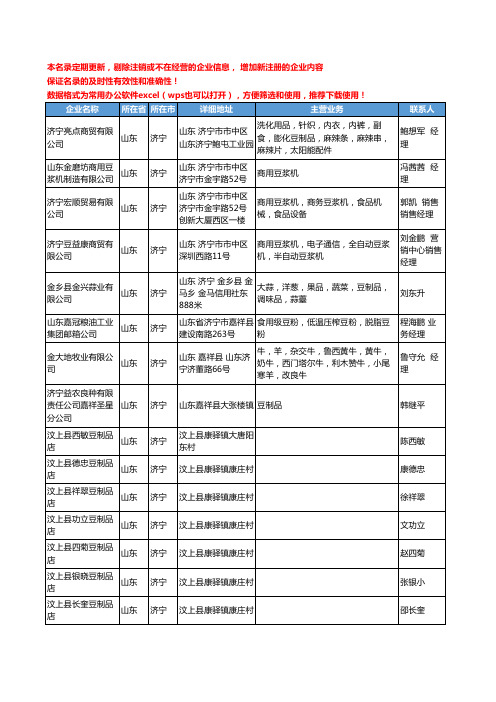 2020新版山东省济宁豆制品工商企业公司名录名单黄页联系方式大全49家