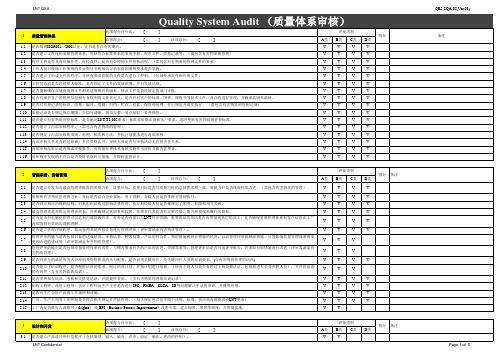 品质体系稽核表(QSA)