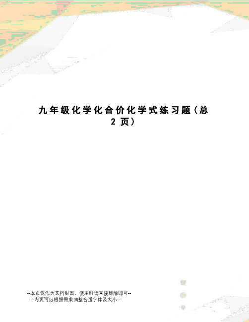 九年级化学化合价化学式练习题