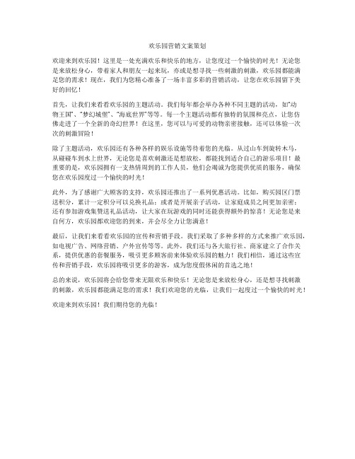 欢乐园营销文案策划