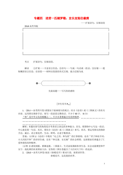 优化方案(新课标)2016届高考语文大一轮复习第五部分专题四送君一匹绫罗缎,宜长宜短任裁剪
