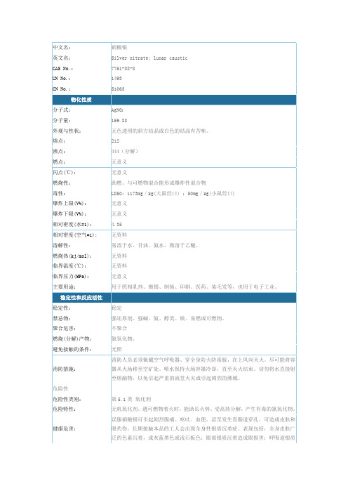 (25)危险化学品-硝酸银(安全技术说明书)