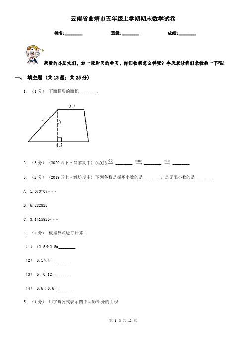 云南省曲靖市五年级上学期期末数学试卷
