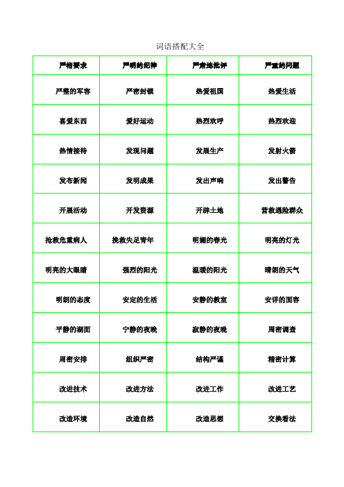 词语搭配大全全新