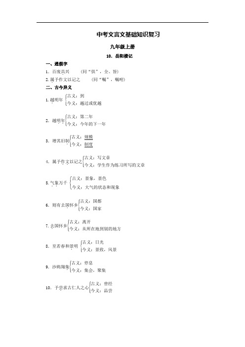 2021年中考文言文基础过关10.《岳阳楼记》