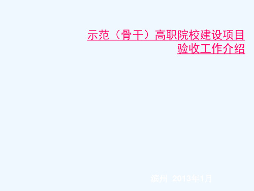 示范骨干高职院校建设项目验收工作介绍