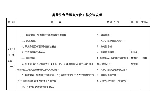 得荣县宣传思想文化工作会议议程