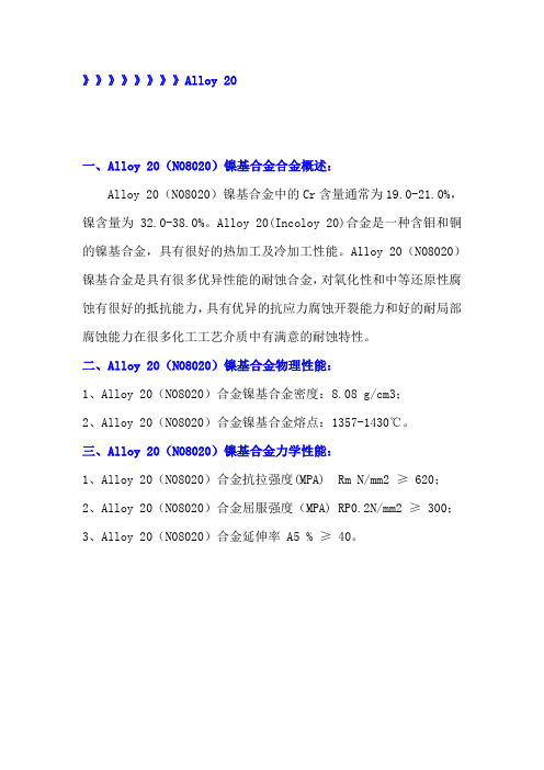 Alloy 20合金介绍