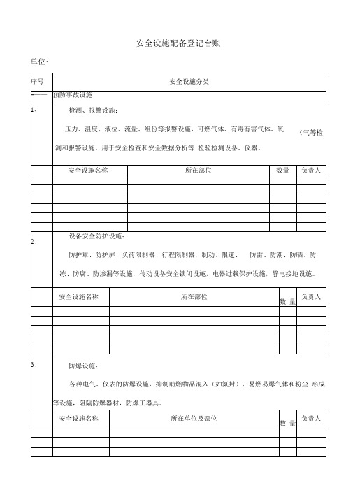 公司安全设施登记台账