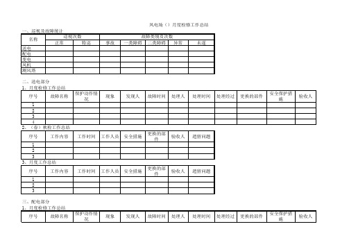 风电场月度检修工作总结