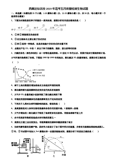 西藏达标名校2019年高考五月质量检测生物试题含解析