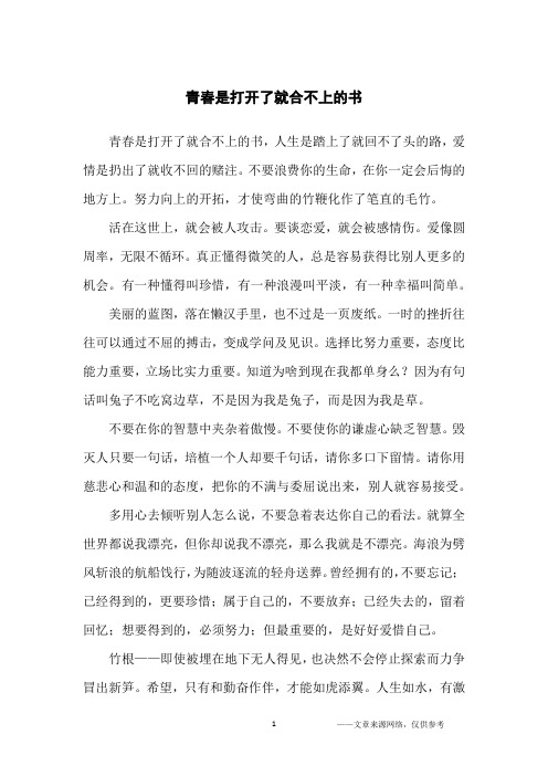 青春是打开了就合不上的书_人生感悟