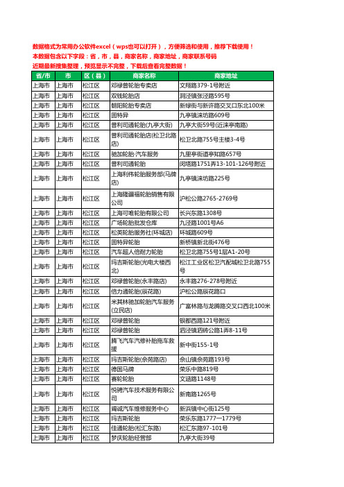 新版上海市上海市松江区汽车轮胎工商企业公司名录名单大全98家