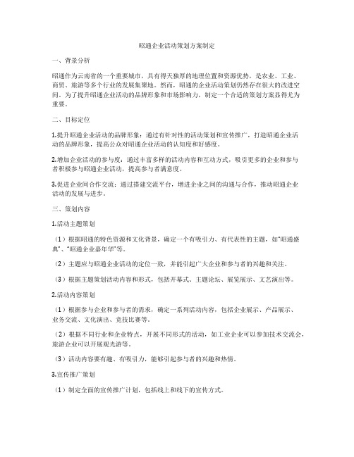 昭通企业活动策划方案制定