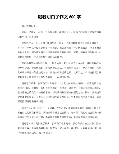 哦我明白了作文600字