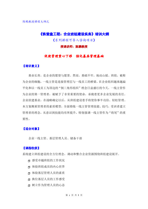 陈鹏教授(职业核心能力)(好讲师网)铁营盘工程：班组建设实务