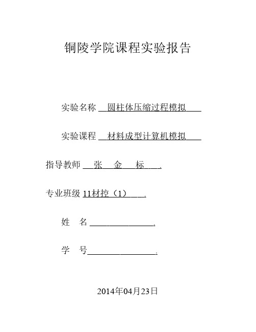 材料成型计算机模拟实验报告模板