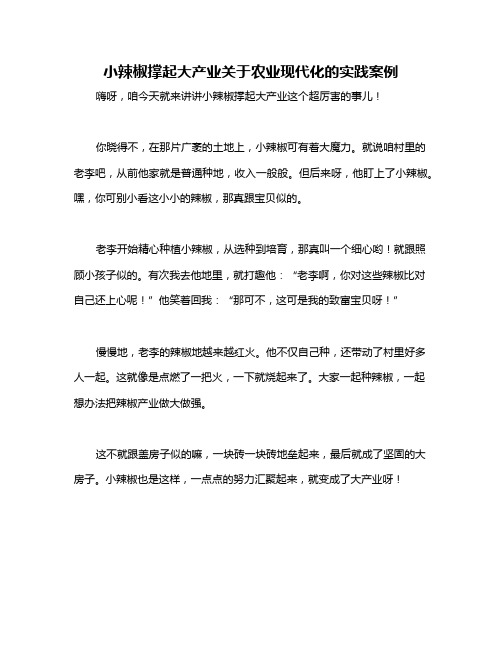 小辣椒撑起大产业关于农业现代化的实践案例