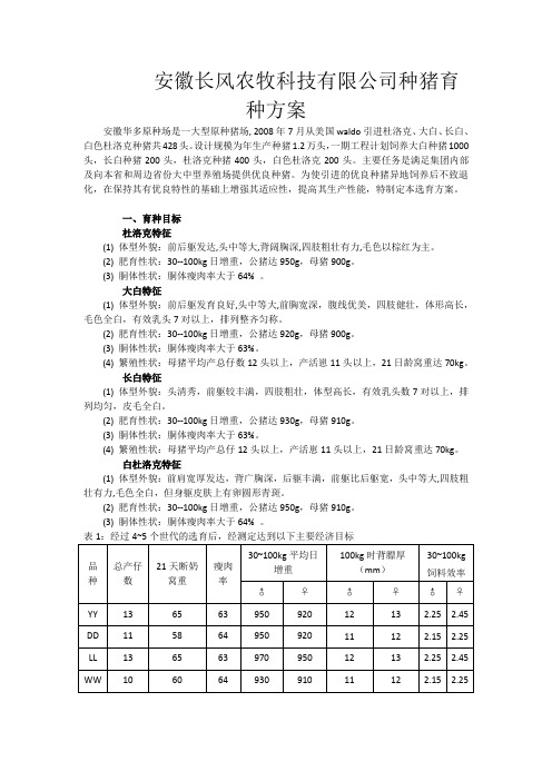 安徽长风华多育种方案