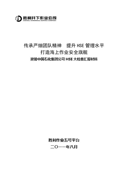 迎接集团公司HSE检查汇报材料2011.8.19