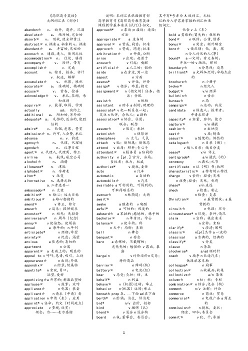 英语AB级大纲词汇表