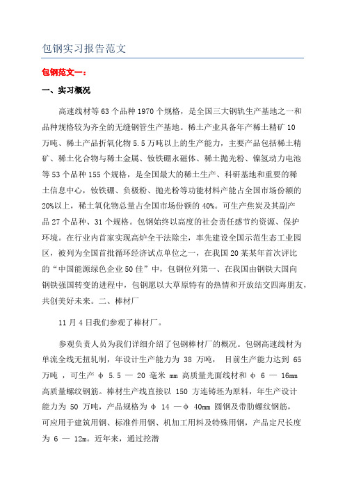 包钢实习报告范文