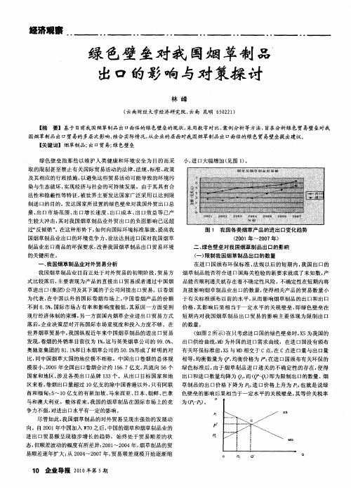 绿色壁垒对我国烟草制品出口的影响与对策探讨