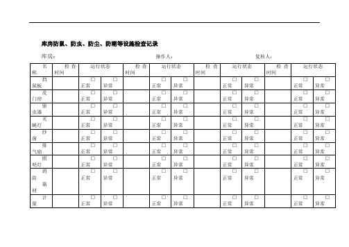 库房防鼠、防虫、防尘、防潮等设施检查记录