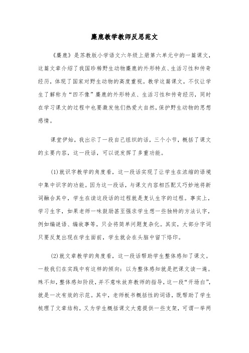 麋鹿教学教师反思范文（2篇）