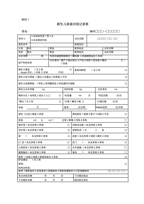 0-6岁儿童体检表样表