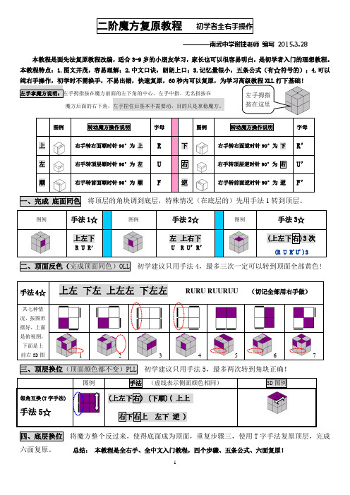 二阶魔方复原教程最简版2015.3.28