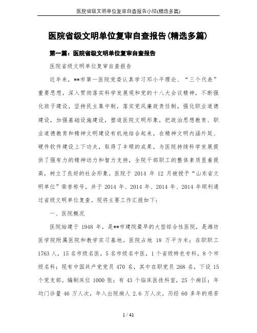 医院省级文明单位复审自查报告小结(精选多篇)