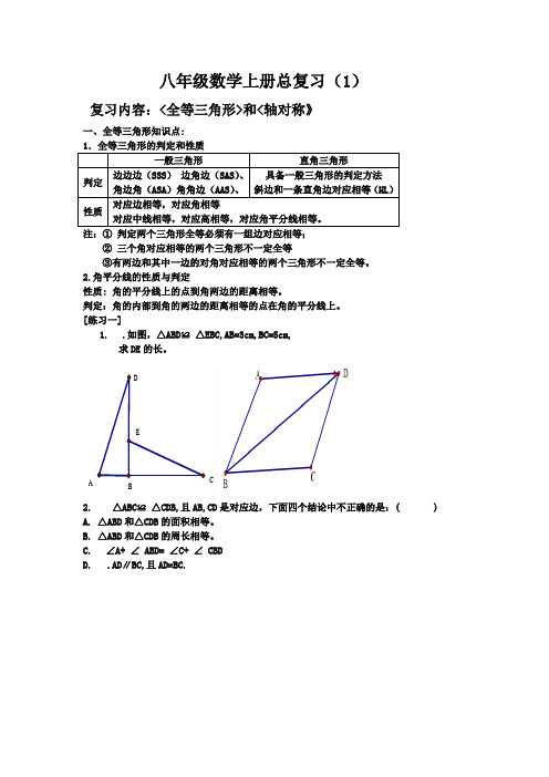 初二数学上册总复习教案教案