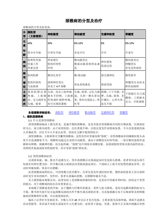 颈椎病的分型及治疗