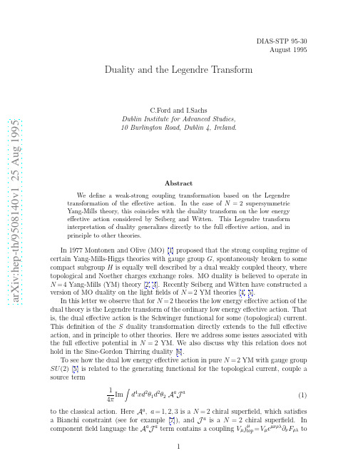 Duality and the Legendre Transform