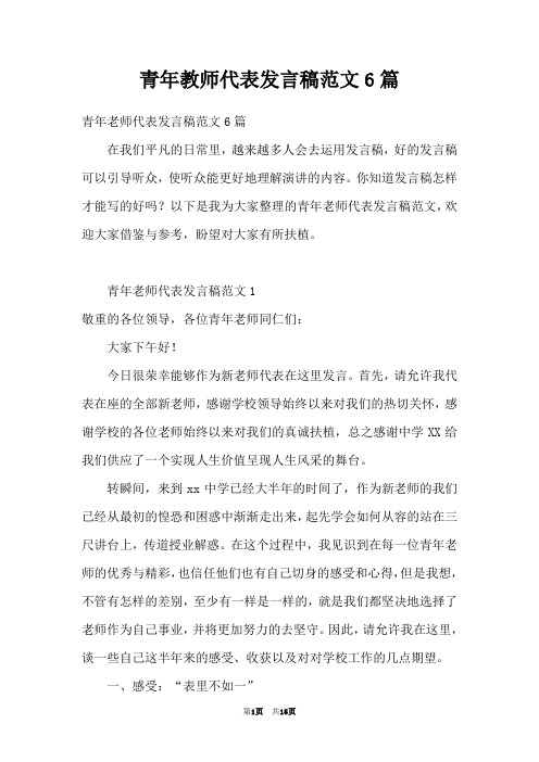 青年教师代表发言稿范文6篇