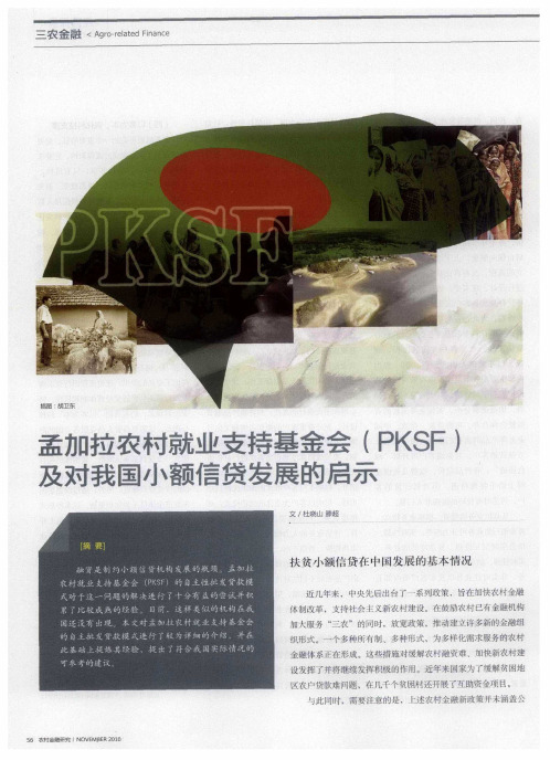 孟加拉农村就业支持基金会(PKSF)及对我国小额信贷发展的启示