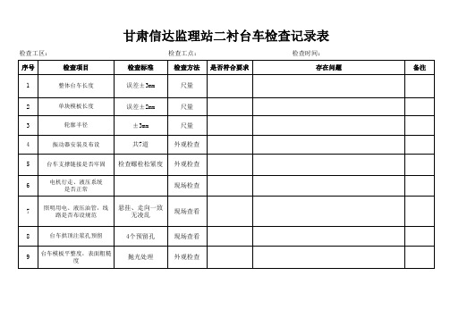 二衬台车检查表