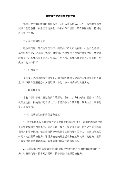烟花爆竹燃放秩序工作方案