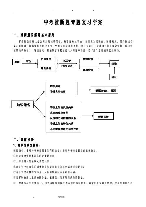 中考化学推断题解题技巧