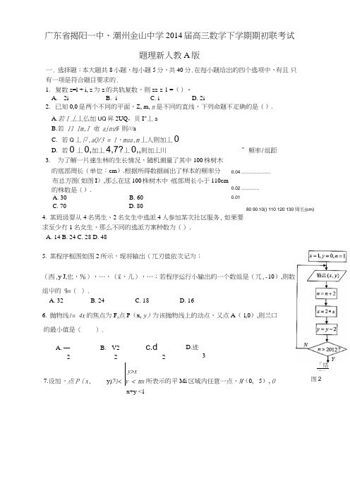 《广东省揭阳一中、潮州金山中学二零一六届高三数学下学期期初联考试题理新人教a版》.doc