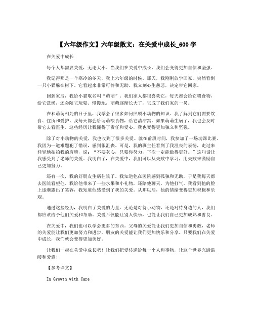 【六年级作文】六年级散文：在关爱中成长_600字