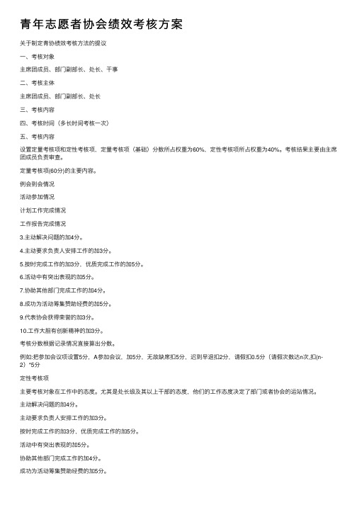 青年志愿者协会绩效考核方案