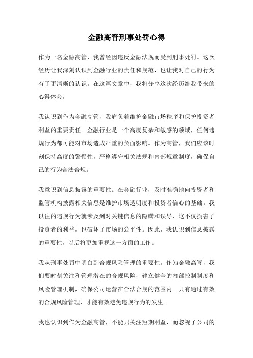 金融高管刑事处罚心得