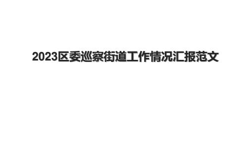 2023区委巡察街道工作情况汇报范文