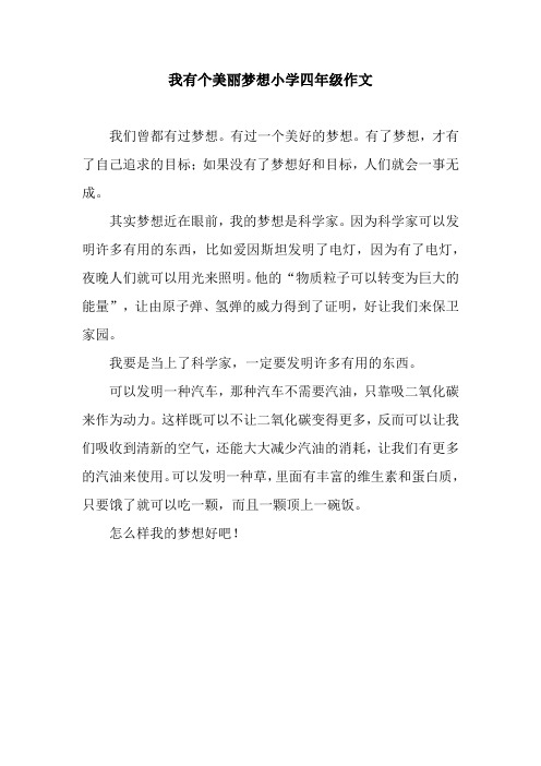 我有个美丽梦想小学四年级作文