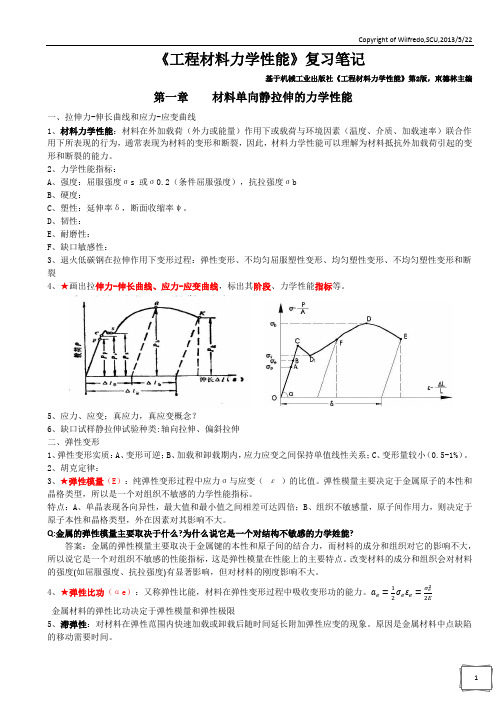 《工程材料力学性能》【第2版,束德林主编】期末复习笔记详解