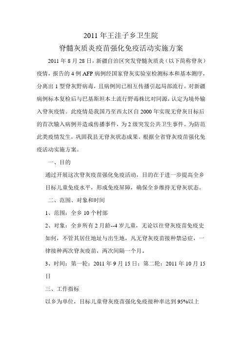 2011年王洼子乡卫生院强化实施方案