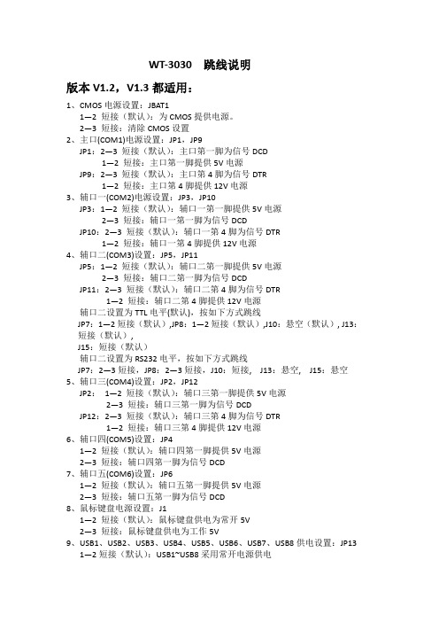 WT-3030主板跳线说明